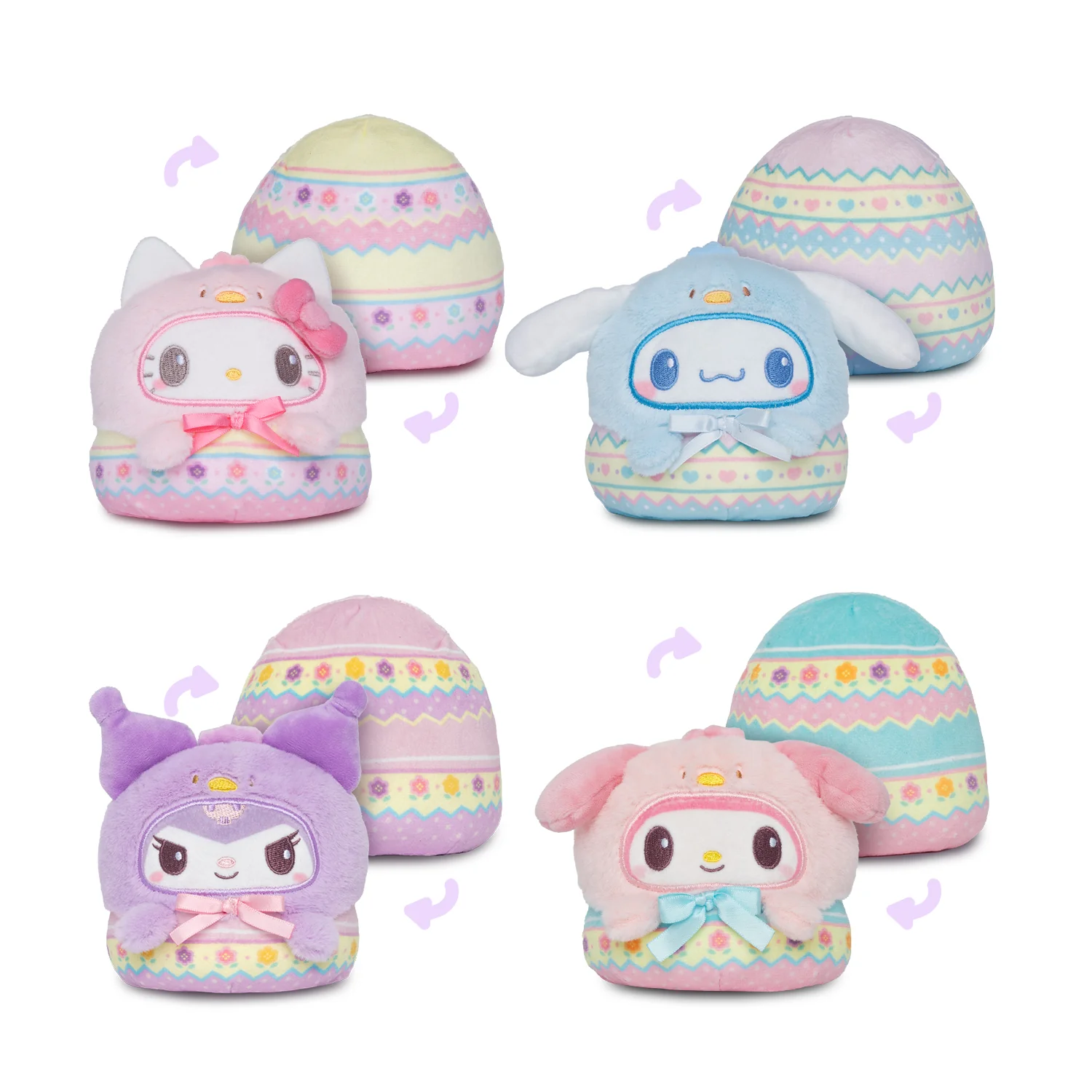 Hello Kitty and Friends 4" Reversible Easter Egg Plushie Bundle