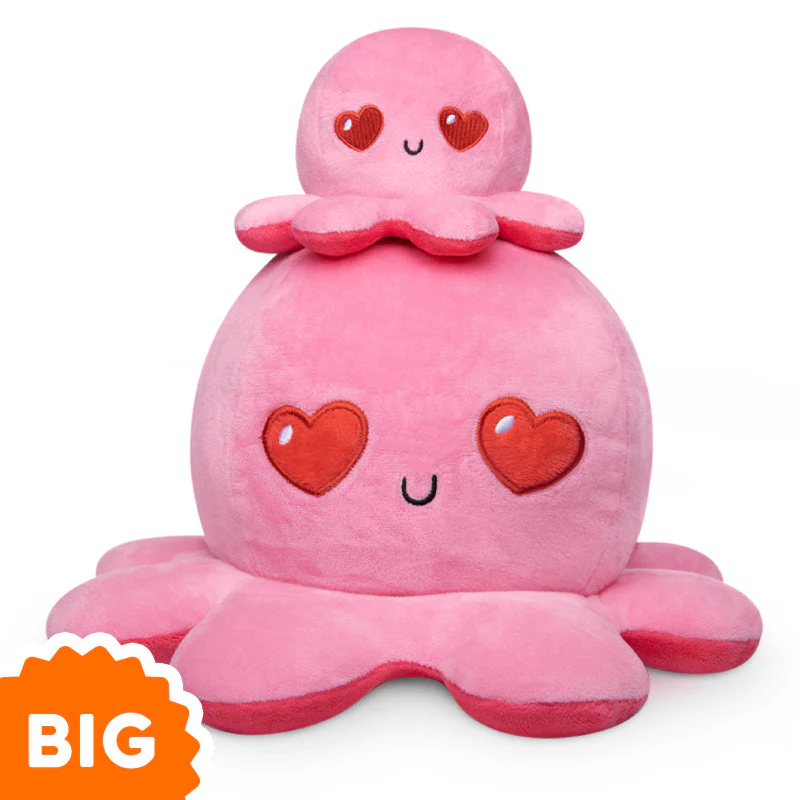 TeeTurtle Big Reversible Octopus Plushie (Red + Pink) - Image 3
