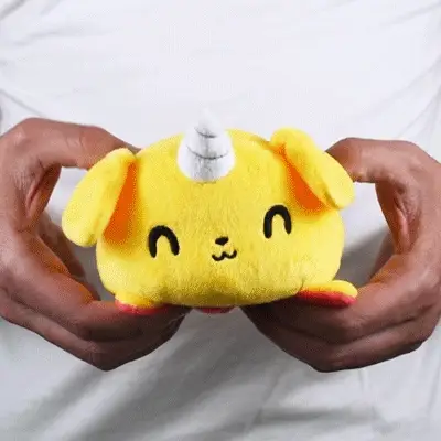 TeeTurtle Reversible Puppicorn Plushie (Red + Yellow) - Image 2