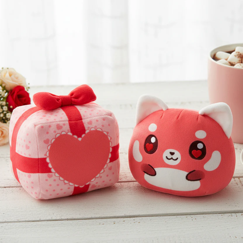 Valentine Present Red Panda 4" Reversible Plushie - Image 4