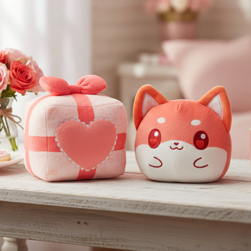 Valentine Present Shiba 4" Reversible Plushie - Image 4